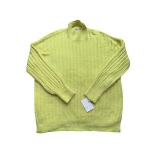 Jessica Simpson Women’s Small Neon Yellow Ribbed Mock Neck Sweater New